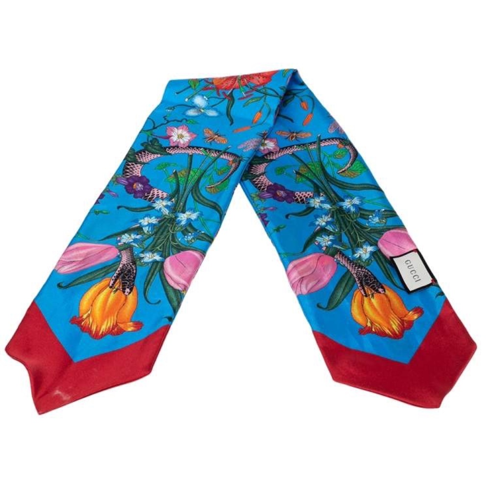 Gucci Flora Snake Garden Floral Twilly Silk Neck Bow